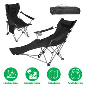 Outdoor Reclining Camping Lounge Chair 95-160 Adjustable Angle Carbon Steel Frame Heavy Duty Foldable Chair With Storage Bag For Patio Backyard T (Option: Defaulttitle)